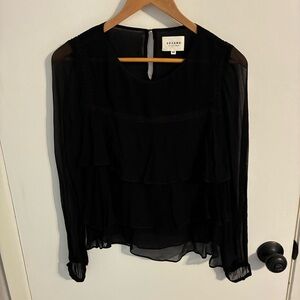 Sezane Black Sheer Blouse